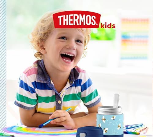 Termo recipiente para comida infantil de 0,30 l, termo hermético de abejas con cuchara 6