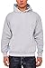 LABEL APPAREL Mens Pullover Fleece Hoodie 300GSM Sweatshirt Plain Hoody Work Hooded Jumper Ribbed Cuff Long Sleeve Pull Over Top, Grey, L