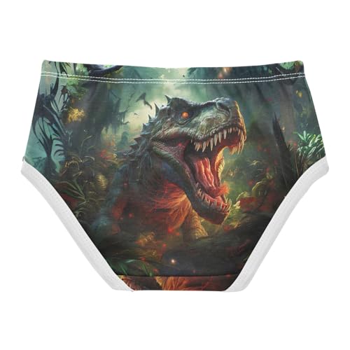 T Rex Dinosaur Jungle Green Panties for Girl Toddler Underwear Floral Cotton Animals Undies Kids Briefs 2t2