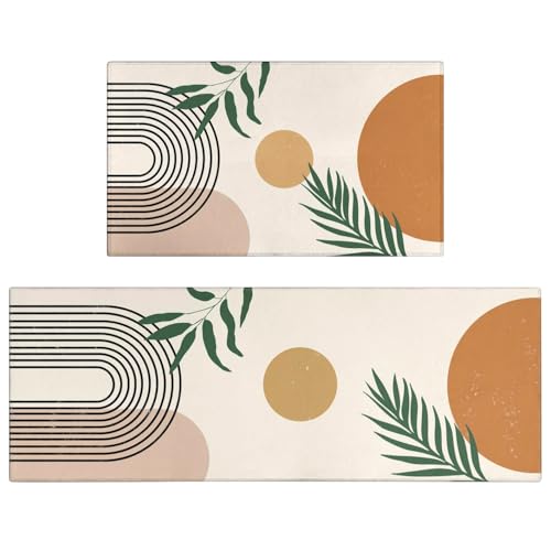 QDJGSDDGM Boho Kitchen Rugs and Mats Non Skid Washable Set of 2,Modern...