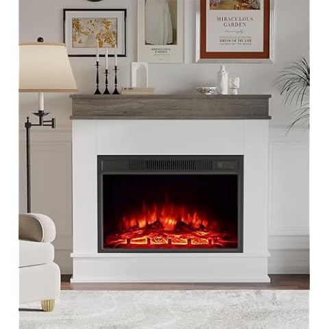 M.C.Haus Electric Fireplace with Mantel Shelf Cover