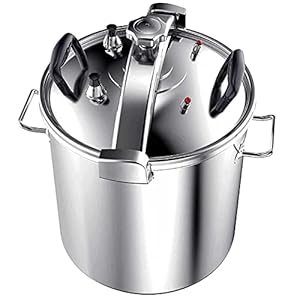 Stainless Steel Pressure Cooker,Large Capacity Commercial High Pressure Cooking Pot for Gas Induction Cooker General Pressure Canner,Silver-51L