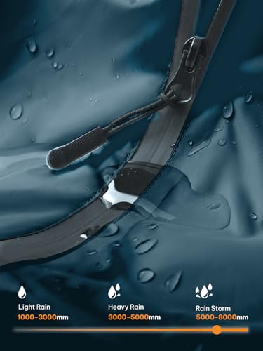 Image of SaphiRose Adult Rain Poncho Waterproof Hooded Zipper Raincoat with Pockets | OEKO-TEX Certified 100% Polyester, Lightweight Packable Storage Pouch, Heat-Sealed Seams, Quick-Dry for Outdoor Hiking