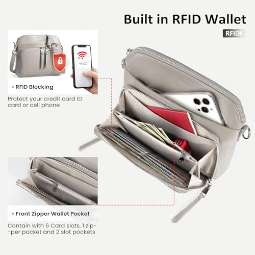 Image of befen Genuine Leather Crossbody Purses for Women, Women's Small Crossbody Shoulder Bag with Built in RFID Wallet