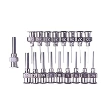 18-Pack Metal Dispensing Needle - Stainless Steel Blunt Tip Luer Lock Set