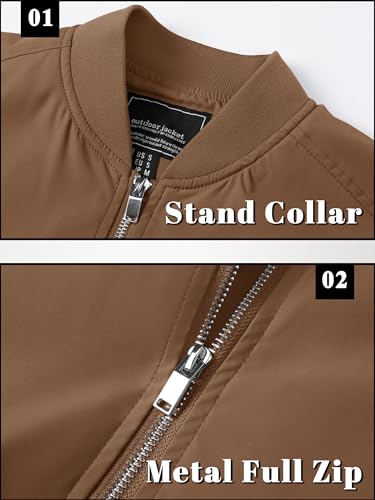 TACVASEN Bomber Jacket Men Jackets Casual Jackets for Men Trendy Men's Spring Jacket Lightweight Mens Zip Up Coat Harrington-Jacket - Thumbnail 5