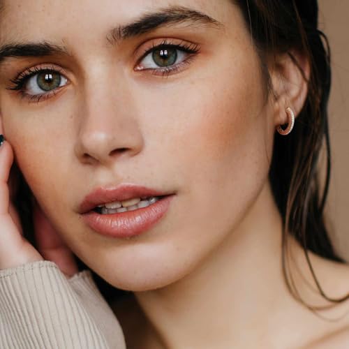 14K Gold Hoop Earrings for Women’s Hoop Earring Small Thick Hoops Earring Exquisite Diamond Hoops Earrings 25 MM3