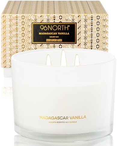 96NORTH Luxury Vanilla Soy Candles | Large 3 Wick Jar Candle | Up...