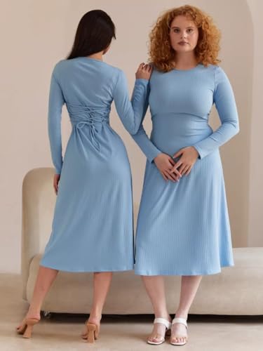 Robe longue avec nœud dans le dos et taille haute structurée - 5