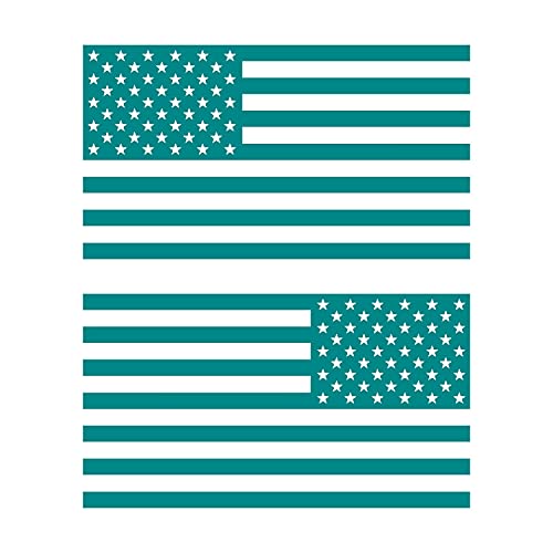 Image of American US Flag [Pick Color /Size] Vinyl Decal Sticker for Laptop /Car /Truck /Window /Bumper (3.5in Subdued Pair, Matte Turquoise)