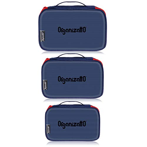 Shany Organizatto Organizer 3-In-1 Set - Three Portable Zipper Cloth Handbags With Clear Pvc Opening In Navy Blue - 3 Pc #TOP7