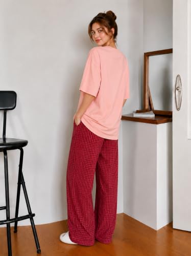 Image of KSHS Womens Korean Night Dress || Full Pyjama Set ||Korean Nightsuit || Women Nightwear ||Round Neck Half Sleeve Nightsuit || Loungewear || Everyday Nightdress Women's Pyjama Sets