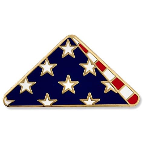PinMart's Folded American Flag Memorial Veteran Lapel Pin on Instruction Card - Patriotic Enamel Pins for Clothing, Hats, Backpacks and Bags - Memorial Day Pins for Men and Women Cover