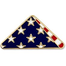 PinMarts Folded American Flag Memorial Veteran Lapel Pin on Instruction Card - Patriotic Enamel Pins for Clothing, Hats, Backpacks and Bags - Memorial Day Pins for Men and Women