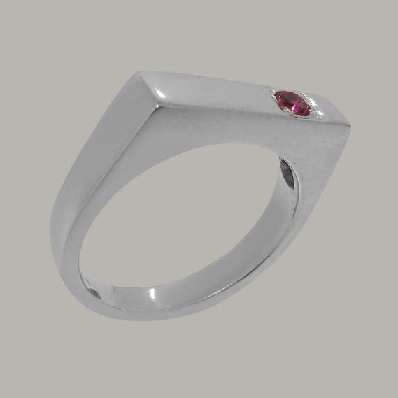 Solid 925 Sterling Silver Natural Pink Tourmaline Mens Heavy Weight Solitaire Band Ring - Sizes N to Z+2 Available including half sizes