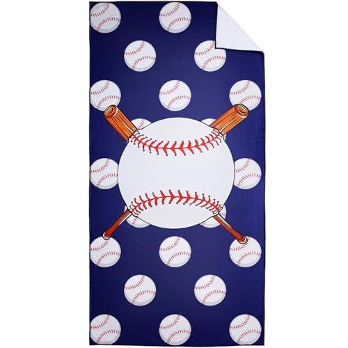 Violetpos Schnell Trocknende und Leichte Strand Handtücher Strandtuch groß 90x180 cm Schnelltrocknendes Mikrofaser Bedrucktes mit Baseball Blau Junge