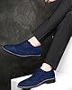 Mens Suede Brogues Formal Shoes Elegant Wedding Shoe Leather Lace-ups Classic Oxfords Soft Stacked Heeled Office Shoes Suede Blue 8UK #1