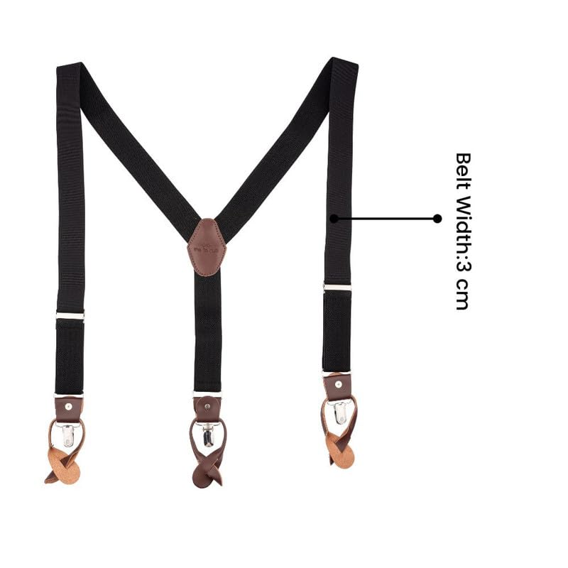 Image of The Tie Hub Button Suspenders for Men | Gentry Button-On Y-Back Elastic Braces | Adjustable 1.25 Inch | Formal Wedding