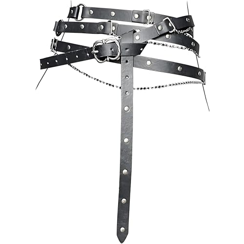 Ayliss Medieval Leather Metal Chain Belt DIY Faux Leather Pirate Belt Renaissance Costume Women Viking Accessories Steampunk