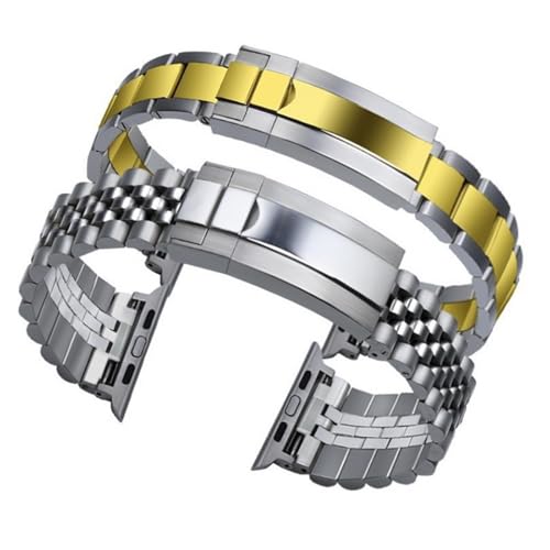 CFMFIHKYR Apple Watchiwatch10Watch �X�g���b�v�ƌ݊�������X�`�[���o���h�X�e�����X�t�@�C�����^�����v�`�F�[���܂肽���݃o�b�N�� Accessories38mm42mm40mm(Three Beads-Silver,44mm