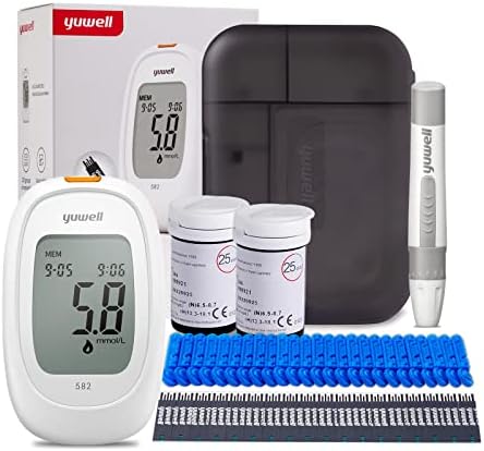 yuwell Blood Sugar Monitor, Diabetes Testing Kit with Test Strips x 50 and Lancets x 50, Blood Glucose Meter Ideal for Home Use, Batteries Include