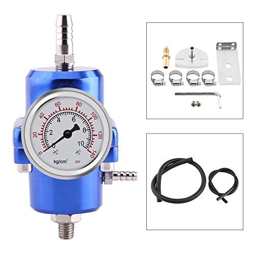 Régulateur de pression de carburant, Ajustable 0-10 bar Universel Kit Tuyaux Jauge Résistant for Mécaniciens Tuning Courses Réparation Véhicules Quotidiennes