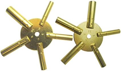 Brass Blessing : 10-Size Solid Brass Clock Winding Keys - 5 Odd & 5 Even Sizes 2 to 11 (5025)