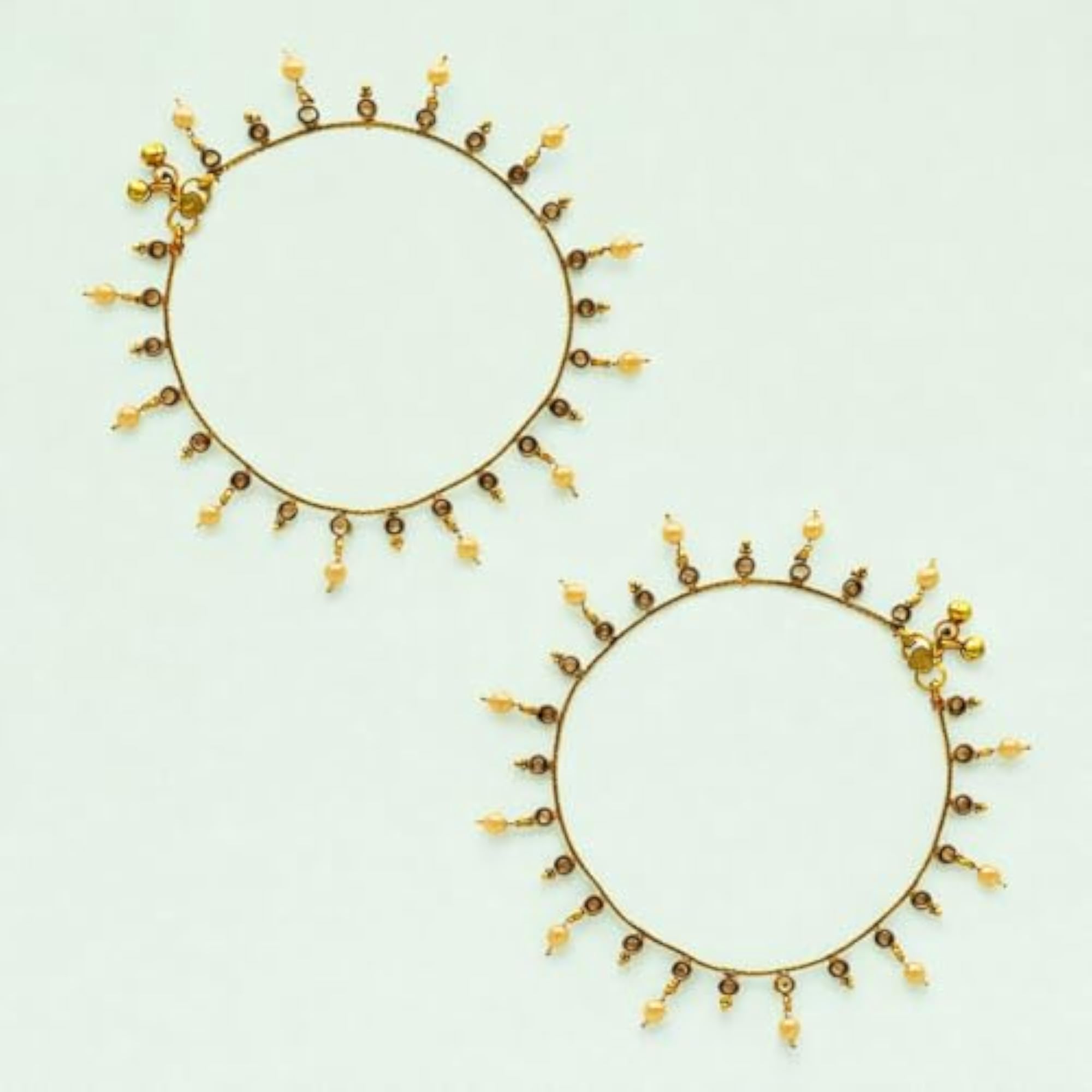 Women's Traditional Golden Finish Stone & Stud Payal, Ethnic