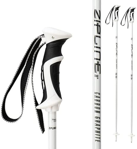 Ski Poles Graphite Carbon Composite - Zipline Lollipop U.S. Ski Team Official Supplier (White, 40" in./102 cm)