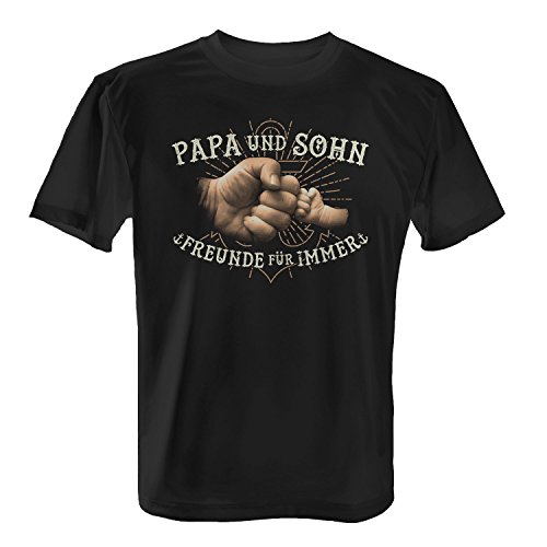 Fashionalarm Herren T-Shirt - Papa und Sohn - Freunde für Immer | Fun Shirt mit Motiv & coolem Spruch als Geschenk Idee Geburt Kind Baby Vater, Farbe:schwarz;Größe:L