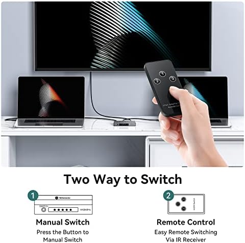Yottamaster HDMI Switch, 4K@60Hz 3 IN 1 Out HDMI Splitter with Wireless Remoter 3D HDMI2.0 Switcher Compatible with PS5/4/3, Xbox One, Blu-ray DVD Player, TV, Laptops