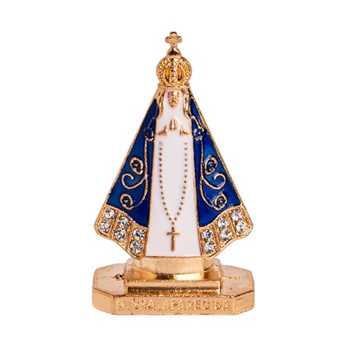 Nuestra Señora de Aparecida, religioso de Escritorio, 5 x 3 cm, Estatua de Dama, Figura Femenina de Metal, Elegante fundición Detallada, para Sala de Estar, Dormitorio, Estante de Escritorio