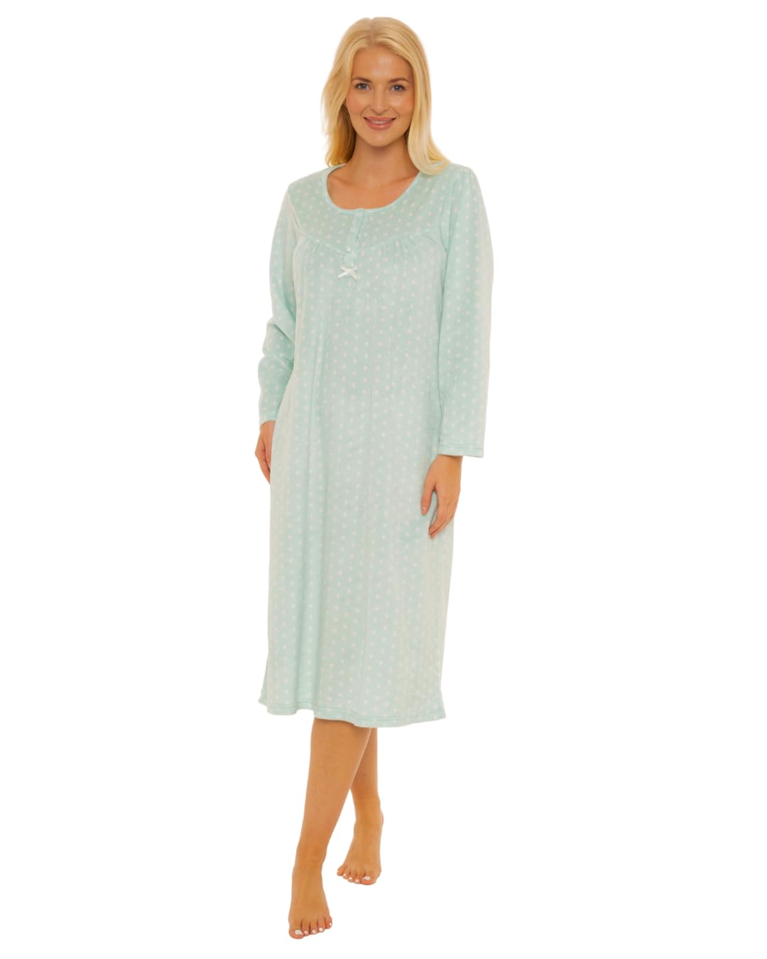 Suzy & Me Ladies Long Sleeved Soft Fleece Nightdress (AQUA, 16-18)