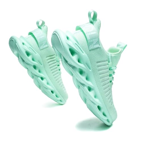 GSLMOLN Mens Sport Athletic Running Shoes Breathable Gym Jogging Sneakers Green Size 10.5