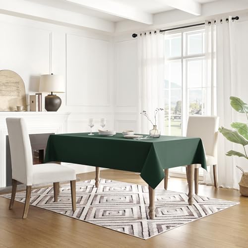 Veblandy Tablecloth Rectangle Waterproof Spill-Proof Wrinkle-Free Table Cloth Washable, Kitchen Dining Tabletop Decoration, Fabric Table Cover for Indoor and Outdoor Use, 60 x 84 Inch, Hunter Green by Veblandy - Used condition - Image 2