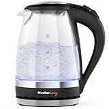 MuellerLiving Glass Kettle 1.5L 1500W LED Light Electric Tea Kettle Automatic Shut-Off with SpeedBoil Tech and Boil-Dry Protection