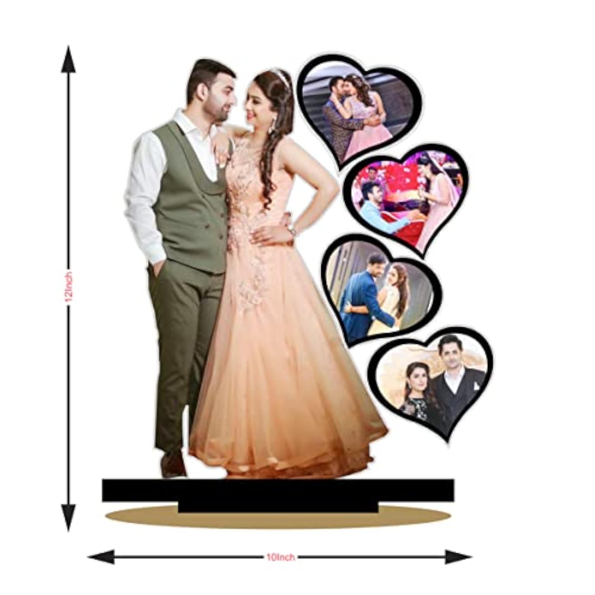 Wood Personalized Table Top Stand Couple Oblong Photo Frame