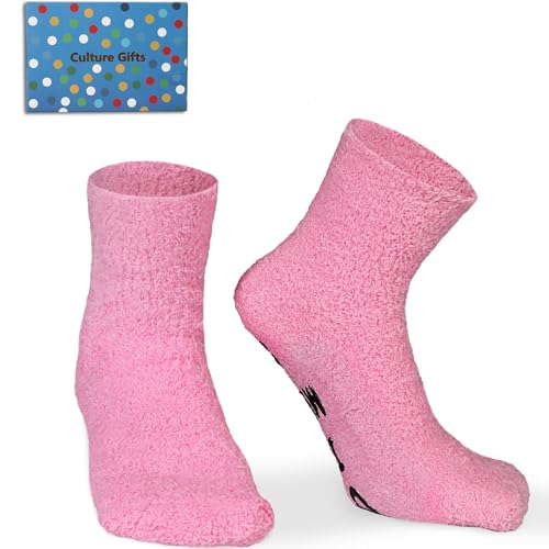 Image of Funny Dog Socks for Men & Women, Novelty Fuzzy Crew Socks with Dog Paws Pattern, Non-Slip Soles