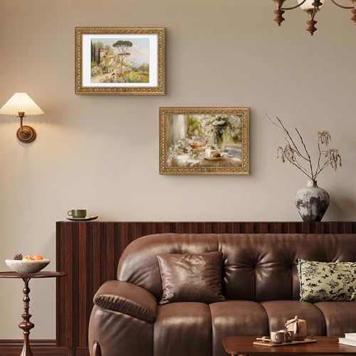Image of Golden State Art, 10X14 Ornate Finish Photo Frame With White Mat for 8.5x11 Picture & Real Glass, Color: Bronze