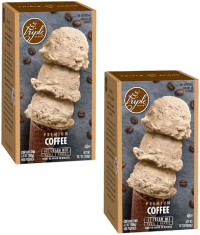 Triple Scoop Coffee Ice Cream Mix, Gourmet, Ready In 5 Min, 2 Pack