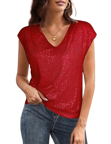 GRACE KARIN Blouse rétro années 70 pour femmepaillettesblouse Festive à col en Vtops Disco pour soirées dansantes et Cocktails
