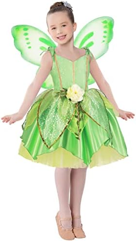 Axaxa Tinker Bell Halloween Costumes for Baby Girls Girls Fairy Costume Tinkerbell Costume for Girls Include Wings 2-7T