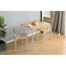 Square Dining 3-Piece Set, Dining Table, Dining Set, Dining Table, 2 Chairs, 27.6 inches 70 cm, Compact Size, 2 Seats, Stylish