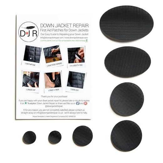 DJR PIÈCES DE SECOURS POUR VOS DOUDOUNES, SACS DE COUCHAGE, PANTALONS DE SKI ENDOMMAGÉS (NOIR)
