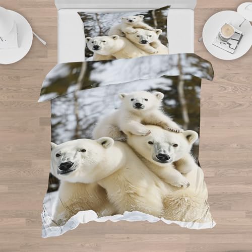 Housse de couette microfibre de qualité supérieure avec imprimé ours polaire