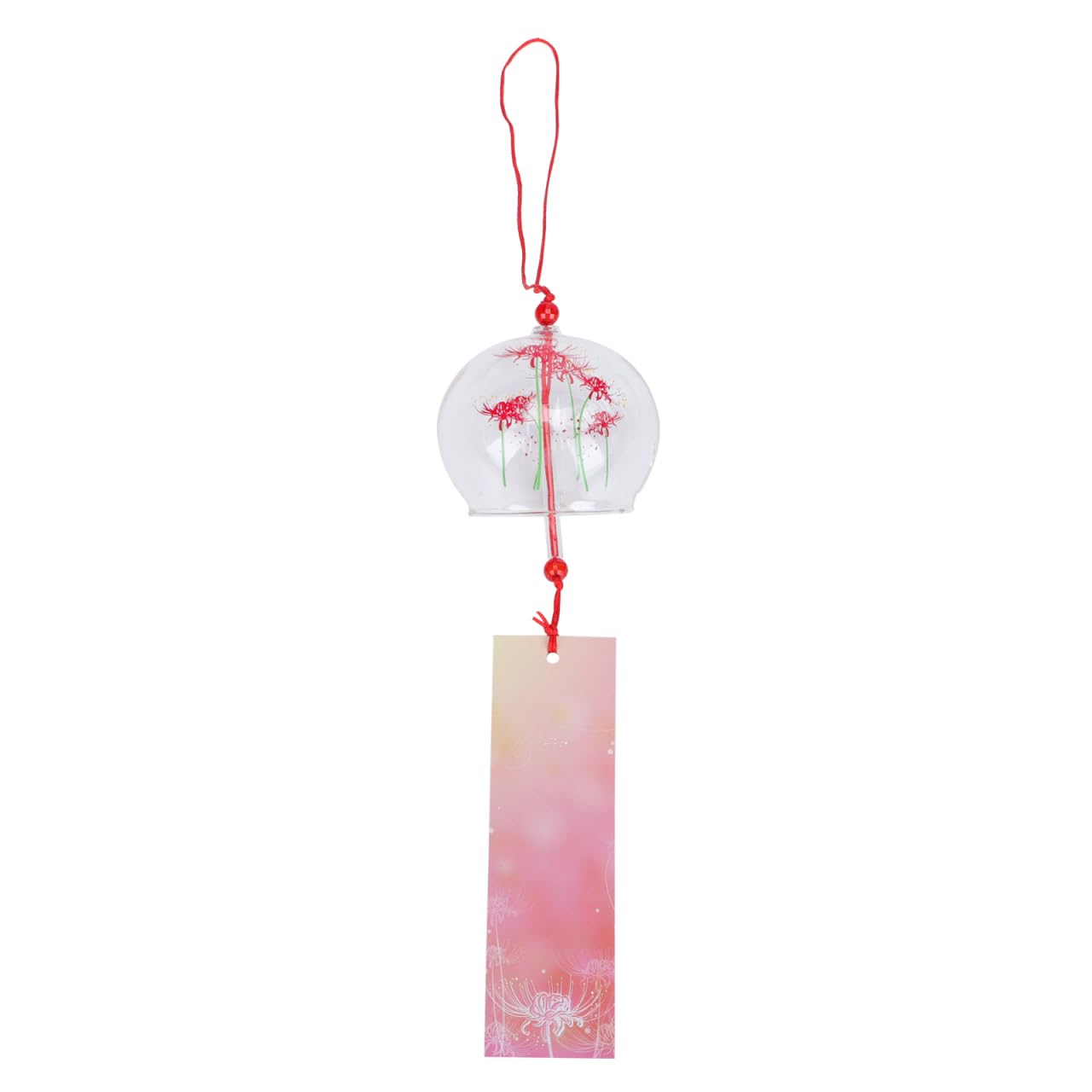 PartyKindom Japanese Wind Chimes, Home Hanging Decor Glass Chime Bell Wind Bells Japanese Style Pendant Ornament Decor for Outdoor Yard Patio Garden Backyard Festival Decoration (Red)