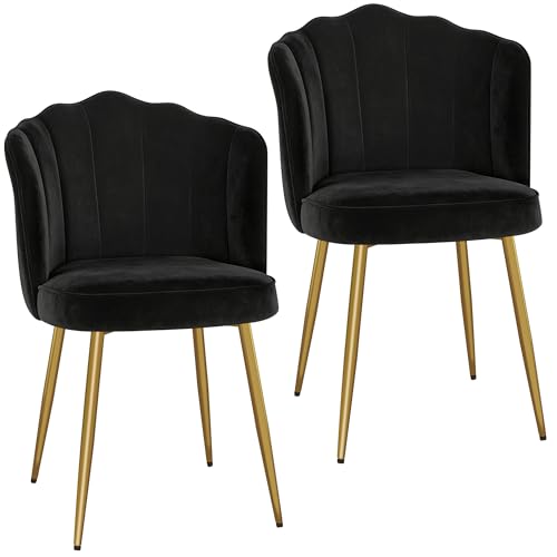 VECELO Modern Velvet Dining Chairs, Black