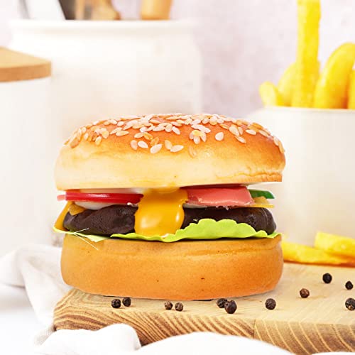 NOLITOY Play Kitchen Accessories Artificial Hamburger PU Bread Model Fake Food Photography Prop for Kitchen Bakery Shop Prop Display Cupcake Toppers