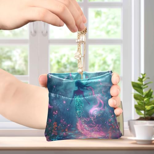Mermaid Mystical Glow Women Leather Cash Wallet Portable Personal Items Organizer for Woman Girl4
