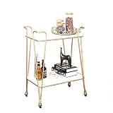 Dxbqm Service Trolley Regal Trolley, schmiedeeiserne nordische Weinregale Schönes und großzügiges Restaurant Hotel Beauty Salon Cart, Weiß, 2 Größen Trolley, 80X40X75Cm